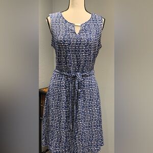 NWT Ann Taylor 10 Sleeveless Geometric Blue Lined $88 Retail